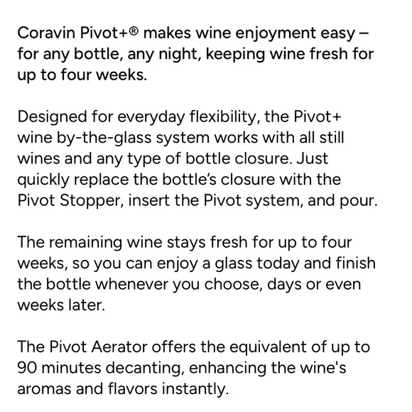Coravin Pivot+ Wine Preservation System - Picture 6 of 7